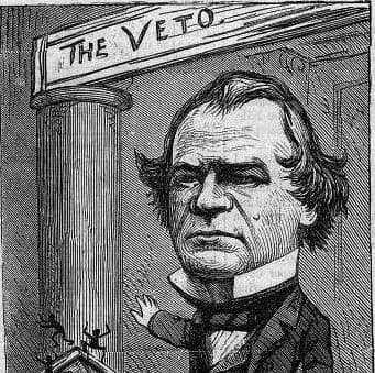 Andrew Johnson Veto Nast Political Cartoon