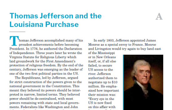 Presidents and the Constitution Handout A Thomas Jefferson and the Louisiana Purchase