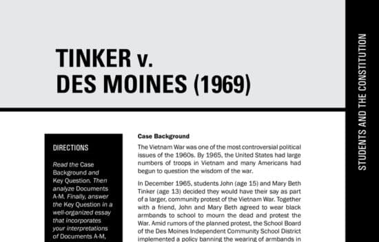 Landmark Supreme Court Cases: Tinker v Des Moines Bill of Rights