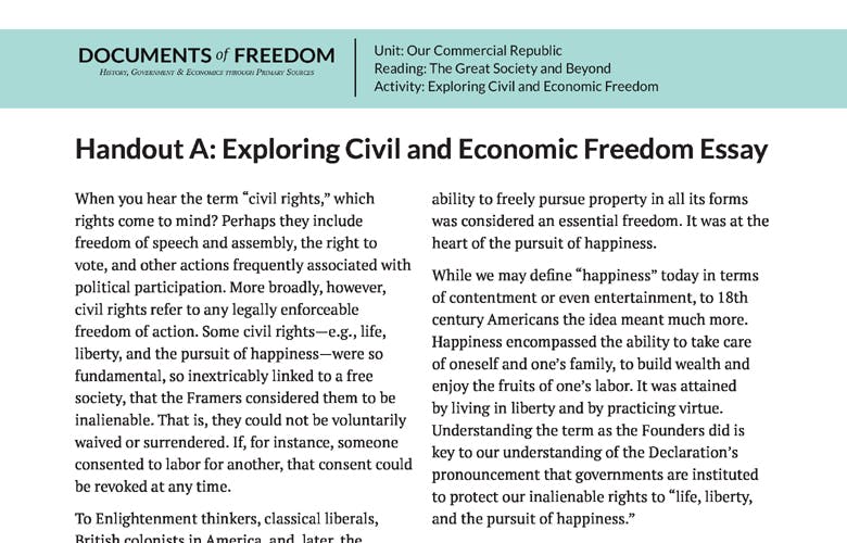 economic freedom essay examples