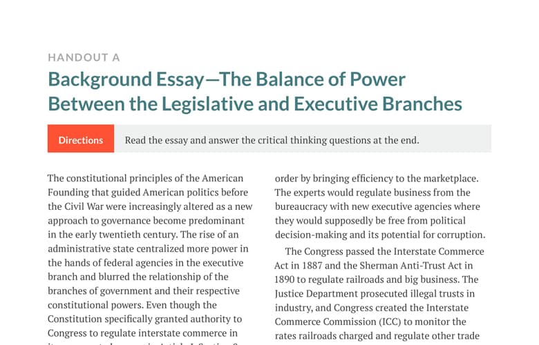 history of the executive branch essay