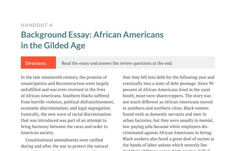 essay questions about the gilded age