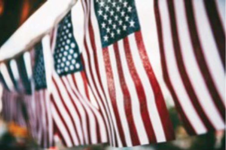 Photo of American flags, a symbol of America and Americanism