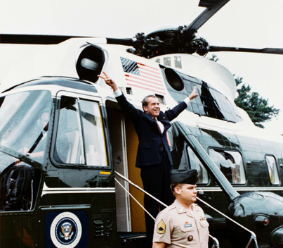 Richard Nixon Departs on Army One after Resignation