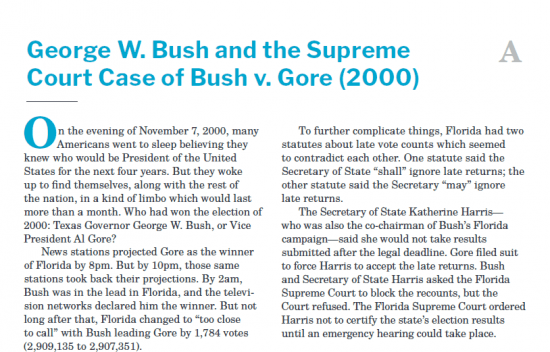 Presidents and the Constitution Handout A George W Bush and the Supreme Court Case of Bush v Gore 2000