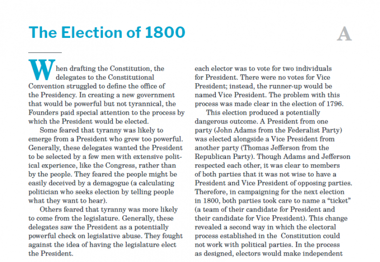 Presidents and the Constitution Handout A The Election of 1800