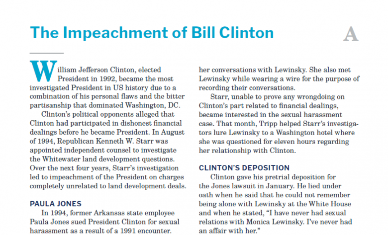 Presidents and the Constitution Handout A The Impeachment of Bill Clinton