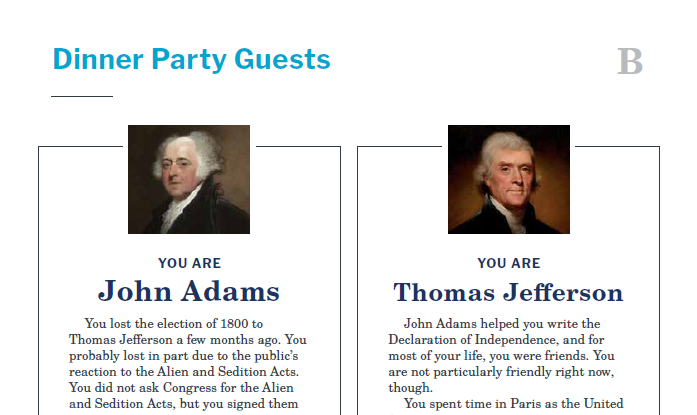 Presidents and the Constitution Handout B Dinner Party Guests