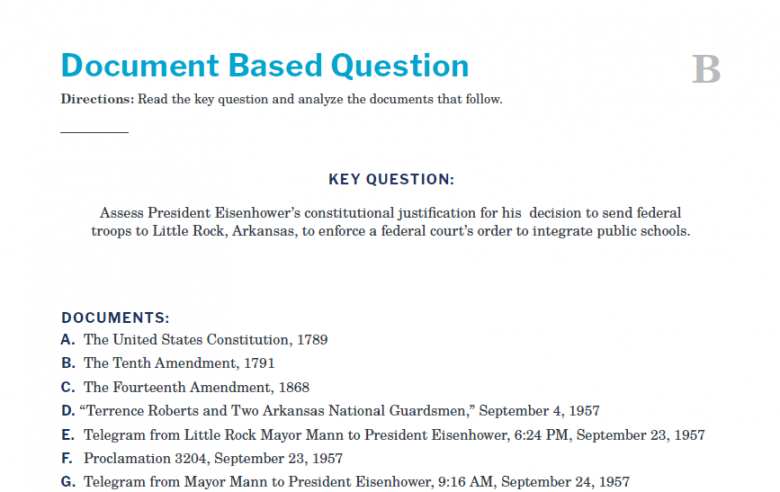 Presidents and the Constitution Handout B Document Based Question (Little Rock Crisis)