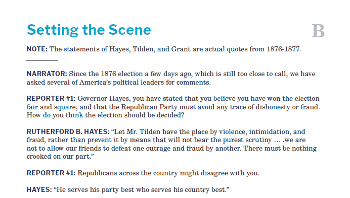 Presidents and the Constitution Handout B Setting the Scene (Election of 1876)