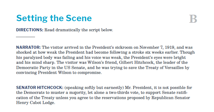 Presidents and the Constitution Handout B Setting the Scene (Treaty of Versailles)