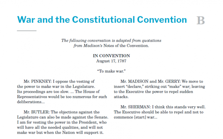 Presidents and the Constitution Handout B War and the Constitutional Convention