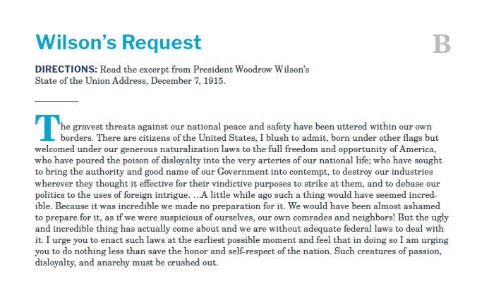 Presidents and the Constitution Handout B Wilsons Request