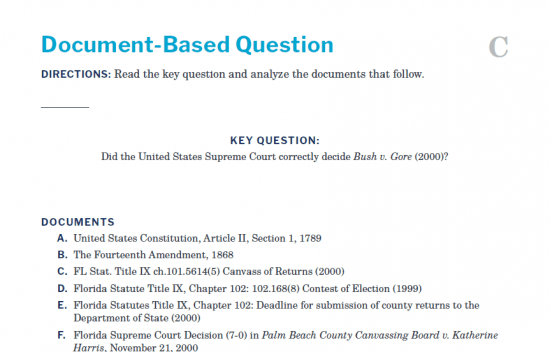 Presidents and the Constitution Handout C Document-Based Question (Bush v Gore 2000)