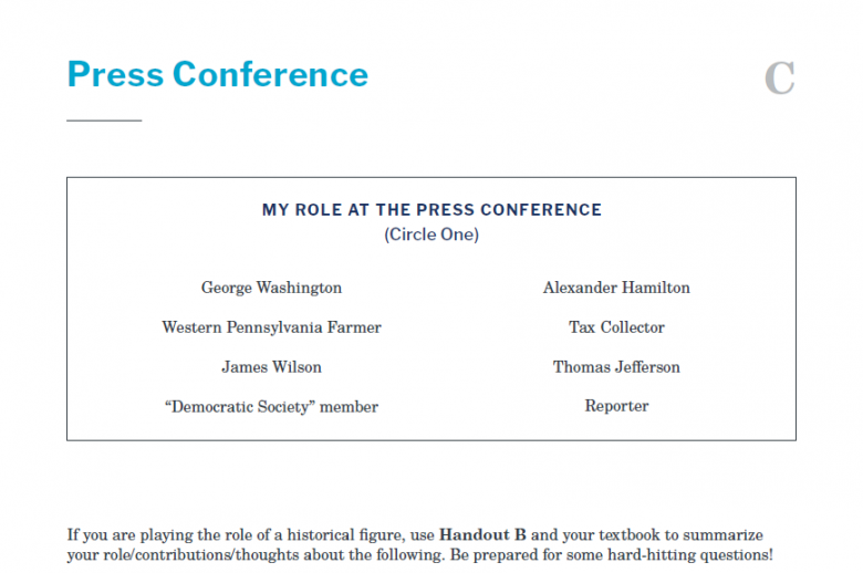 Presidents and the Constitution Handout C Press Conference The Whiskey Rebellion