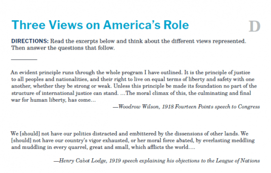 Presidents and the Constitution Handout D Three Views on America's Role