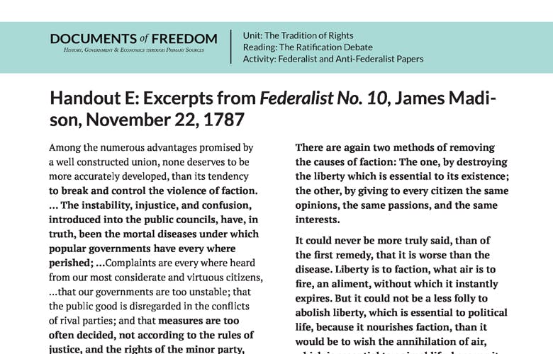 federalist paper 10 excerpt