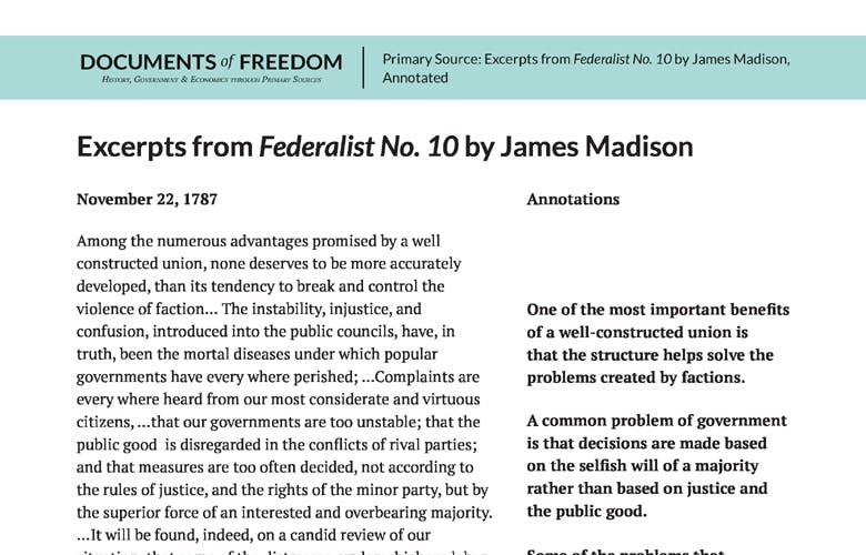 essay number 10 federalist