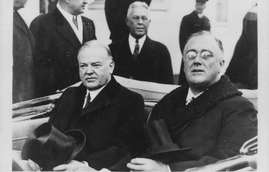 Franklin D Roosevelt and Herbert Hoover in Washington DC Transfer of Power