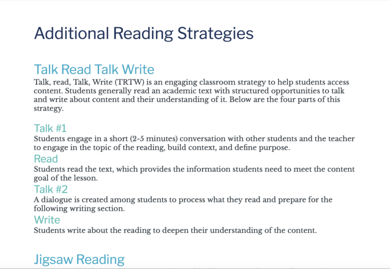 Additional Reading Strategies - Bill of Rights Institute
